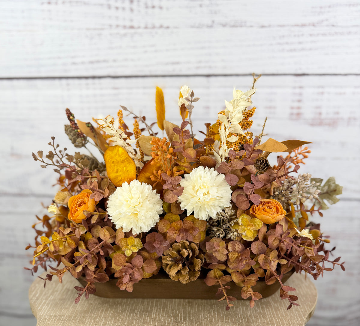 Cream Sunflower Fall Dough Bowl Arrangement
