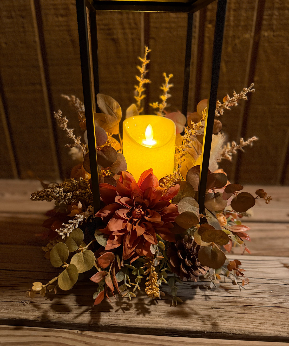 Autumn Glow Lantern Floral Arrangement – 2N