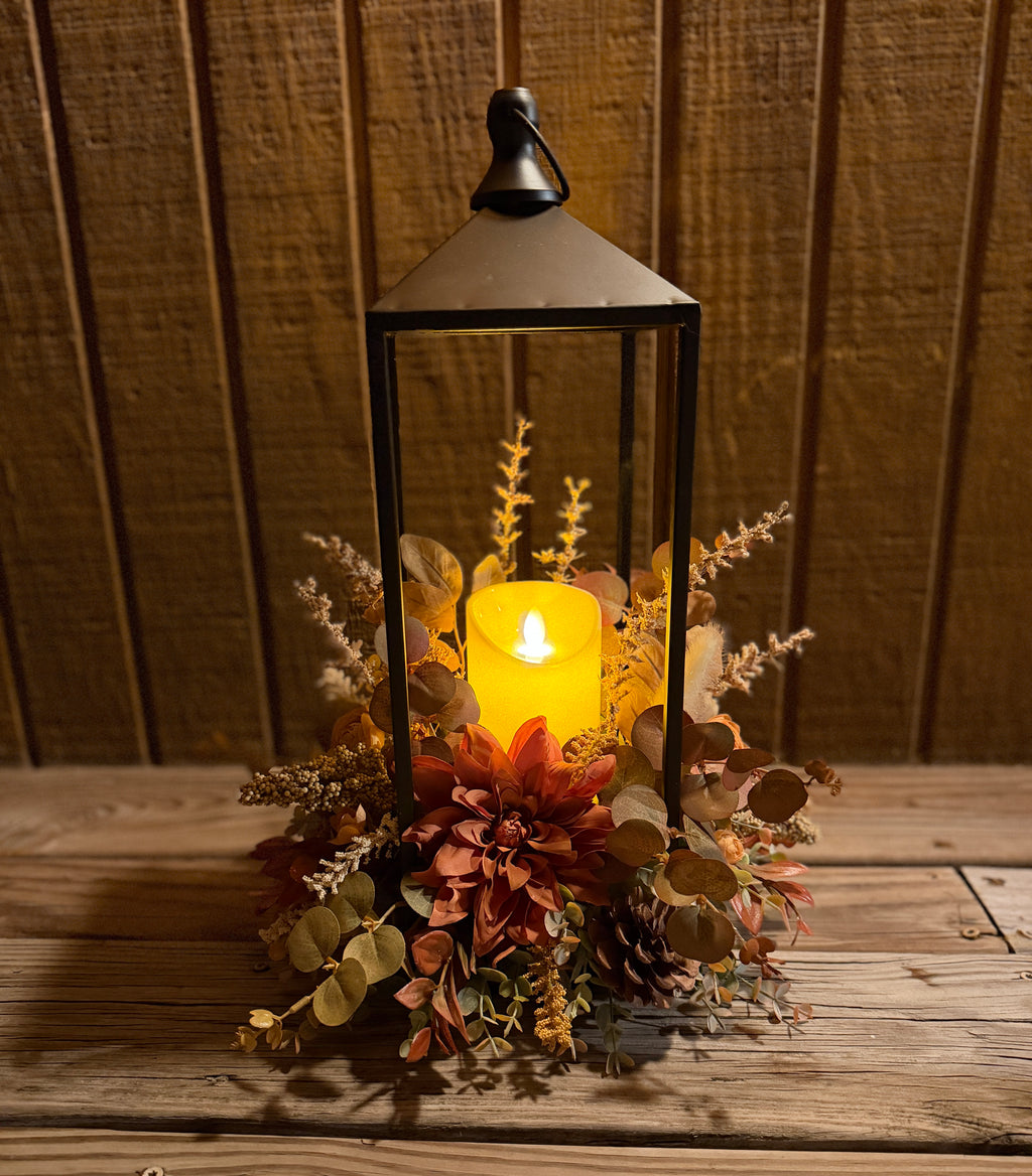 Autumn Glow Lantern Floral Arrangement – 2N