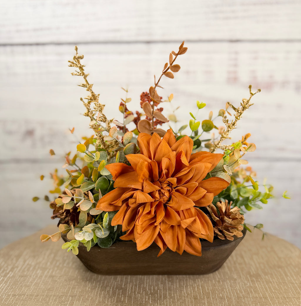 Copperwood Harvest - Petite Fall Dough Bowl Arrangement