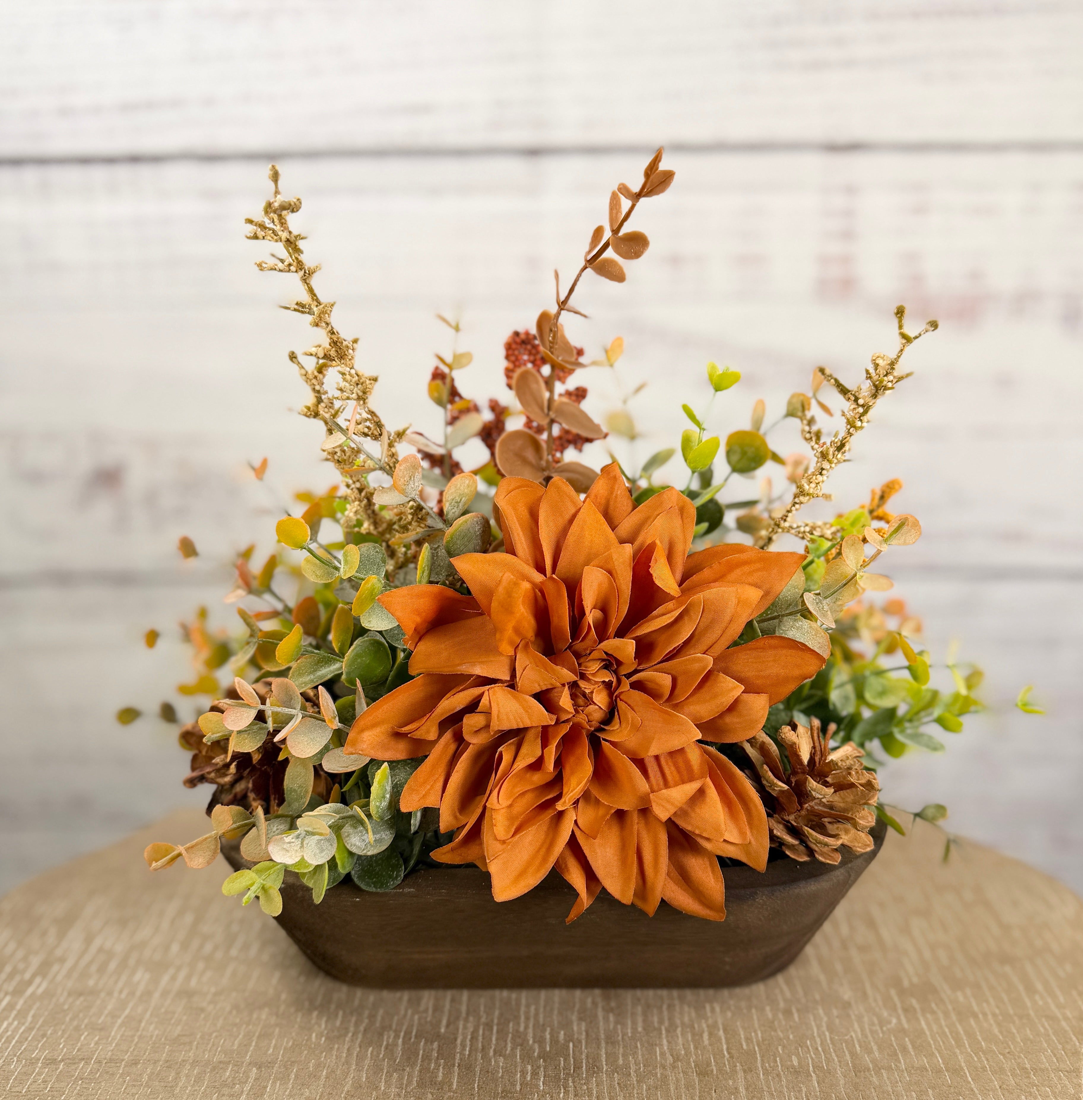 Copperwood Harvest - Petite Fall Dough Bowl Arrangement