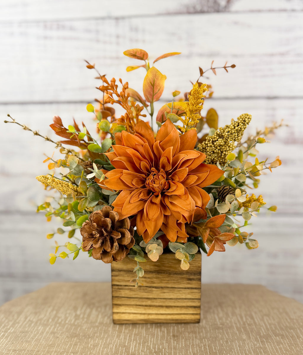 Autumn Dahlia – Rustic Fall Floral Arrangement