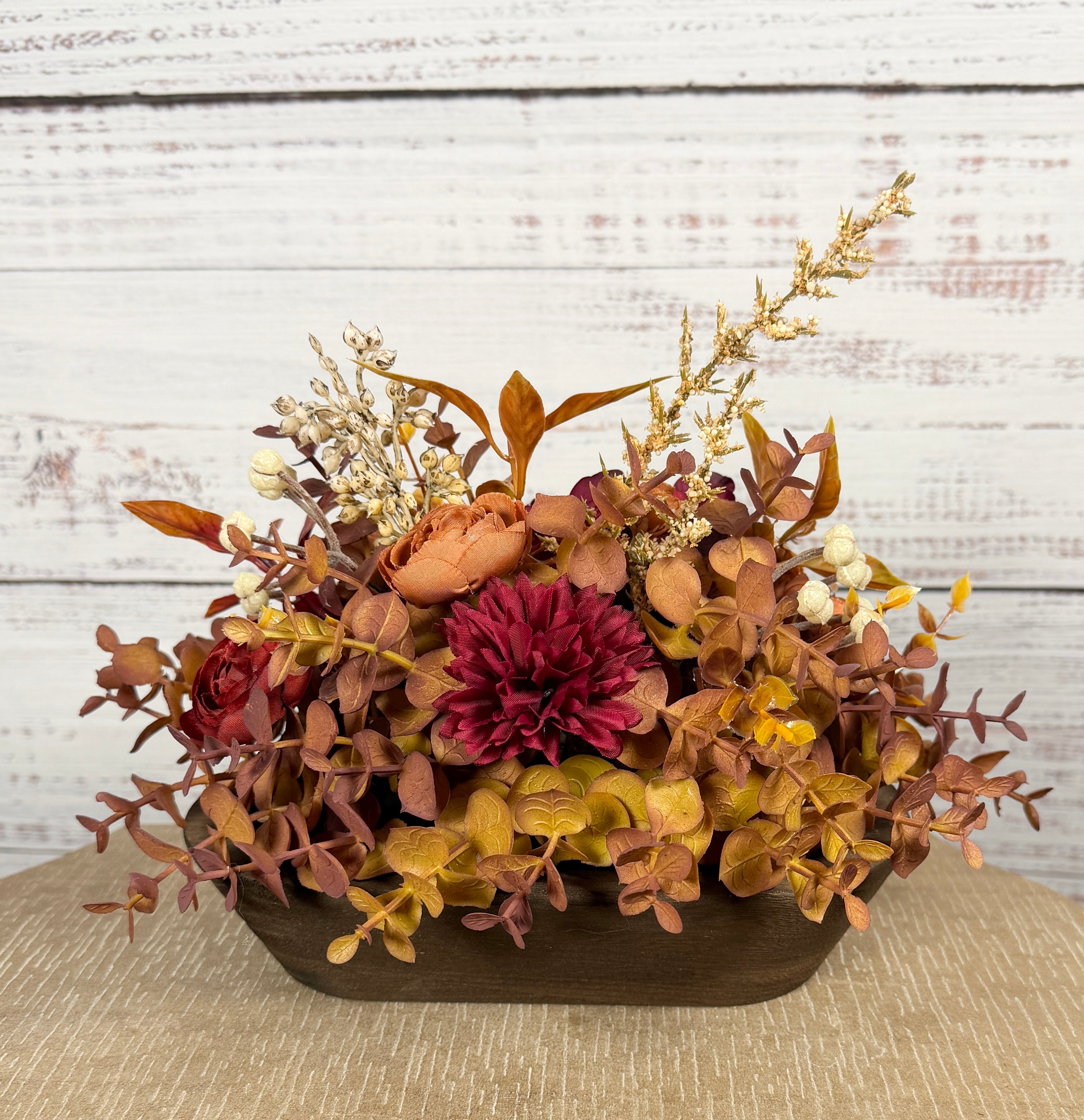 Burgundy Ember – Petite Fall Dough Bowl Arrangement