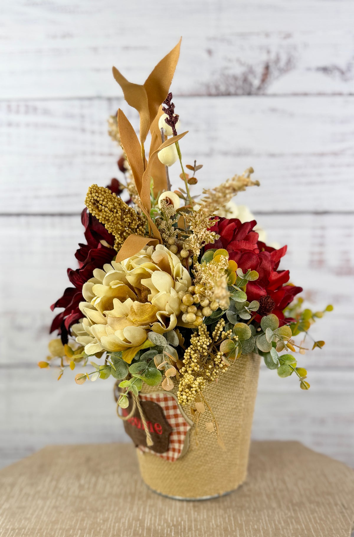 Cranberry Cottage – Burgundy Sunflower Fall Floral Arrangement