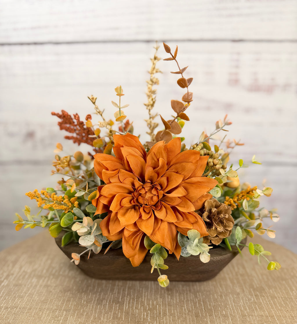 Autumn Ember Petite Dough Bowl Fall Floral Arrangement