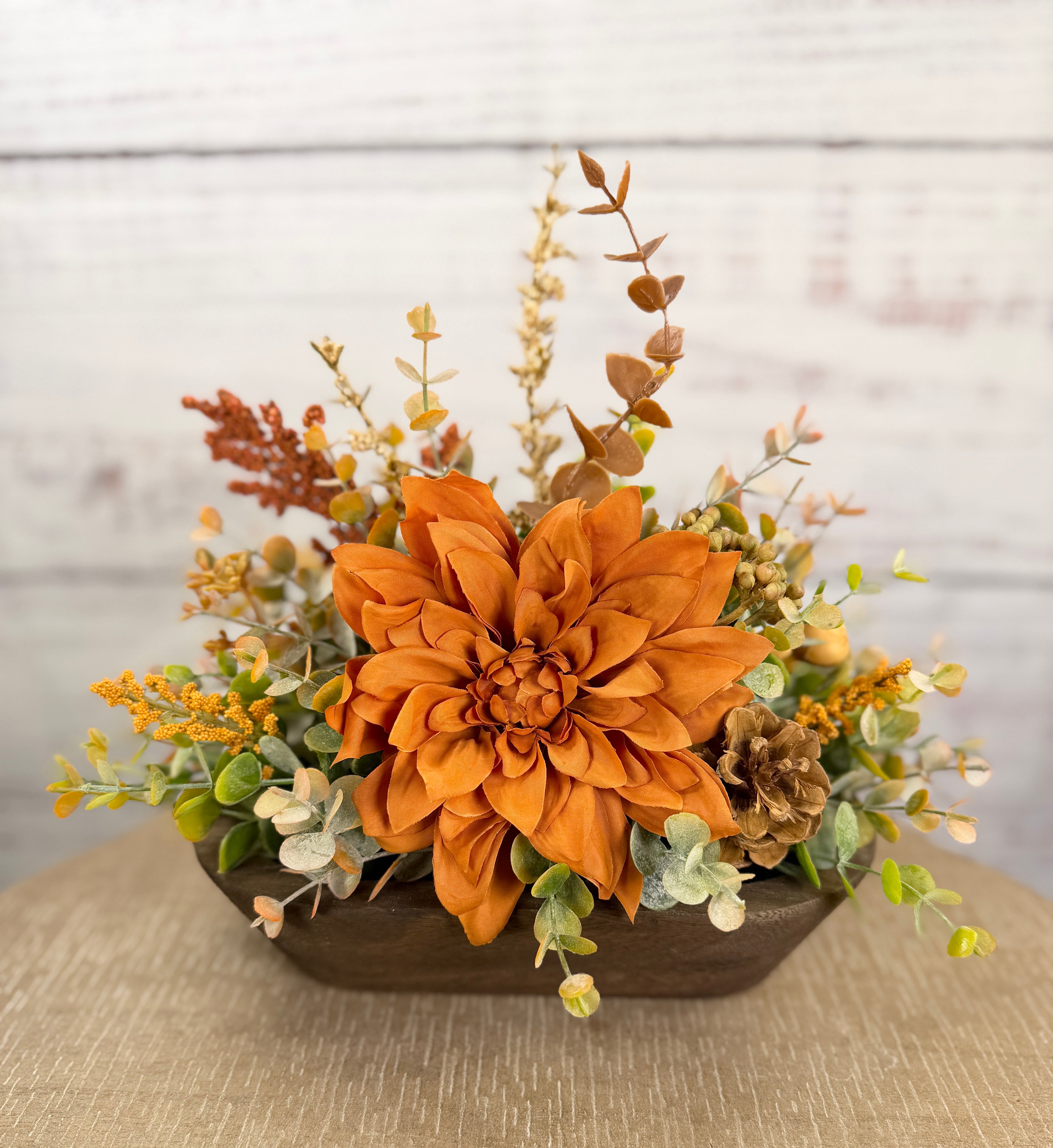 Autumn Ember Petite Dough Bowl Fall Floral Arrangement