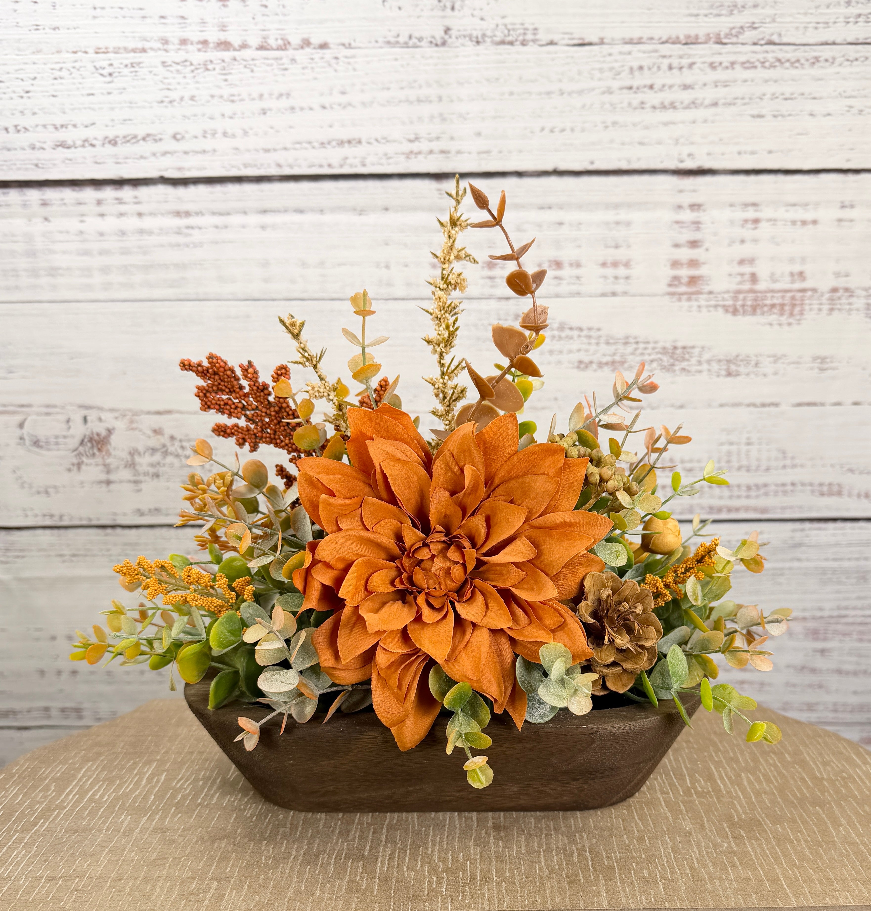 Autumn Ember Petite Dough Bowl Fall Floral Arrangement