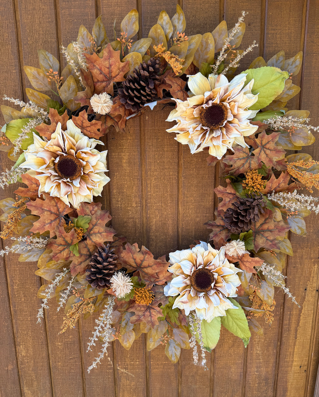 Oversized 35” Rustic Fall Sunflower Wreath