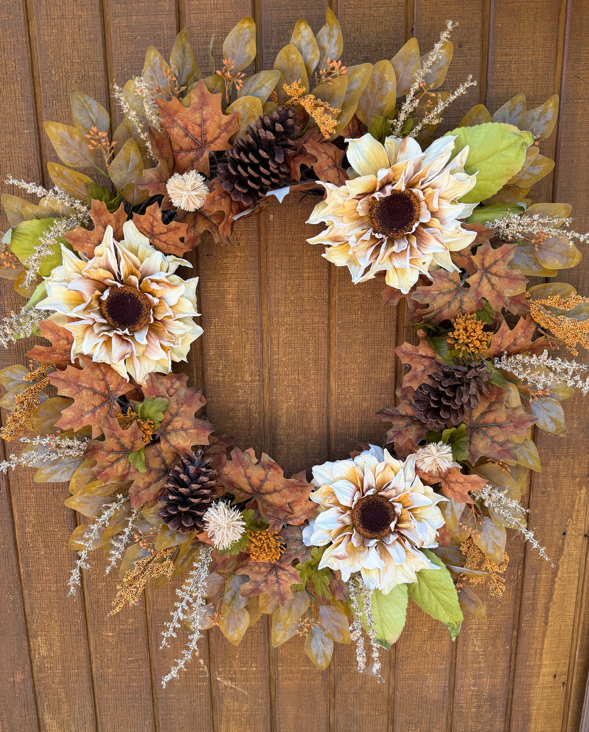 Oversized 35” Rustic Fall Sunflower Wreath