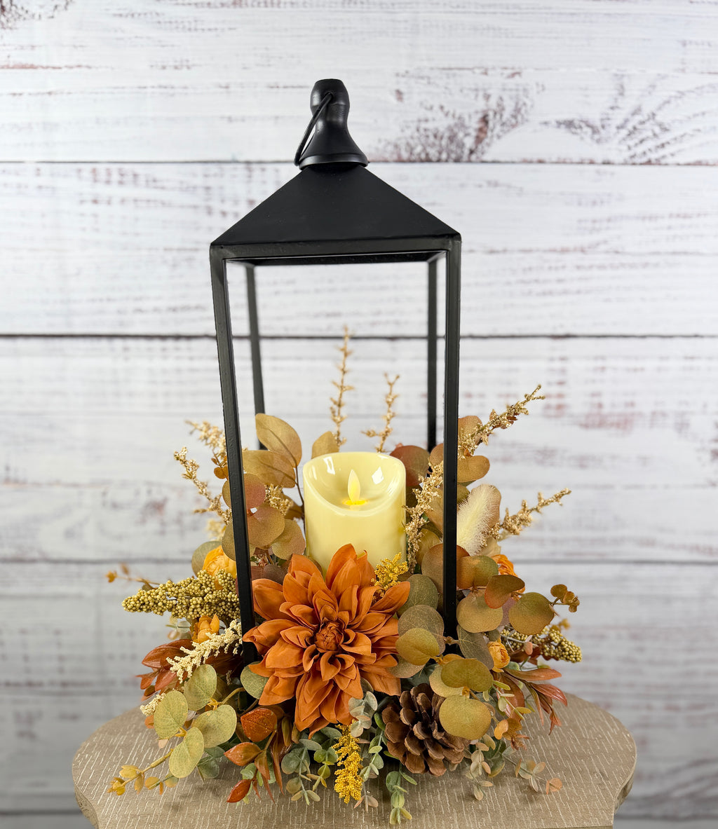 Autumn Glow Lantern Floral Arrangement – 2N