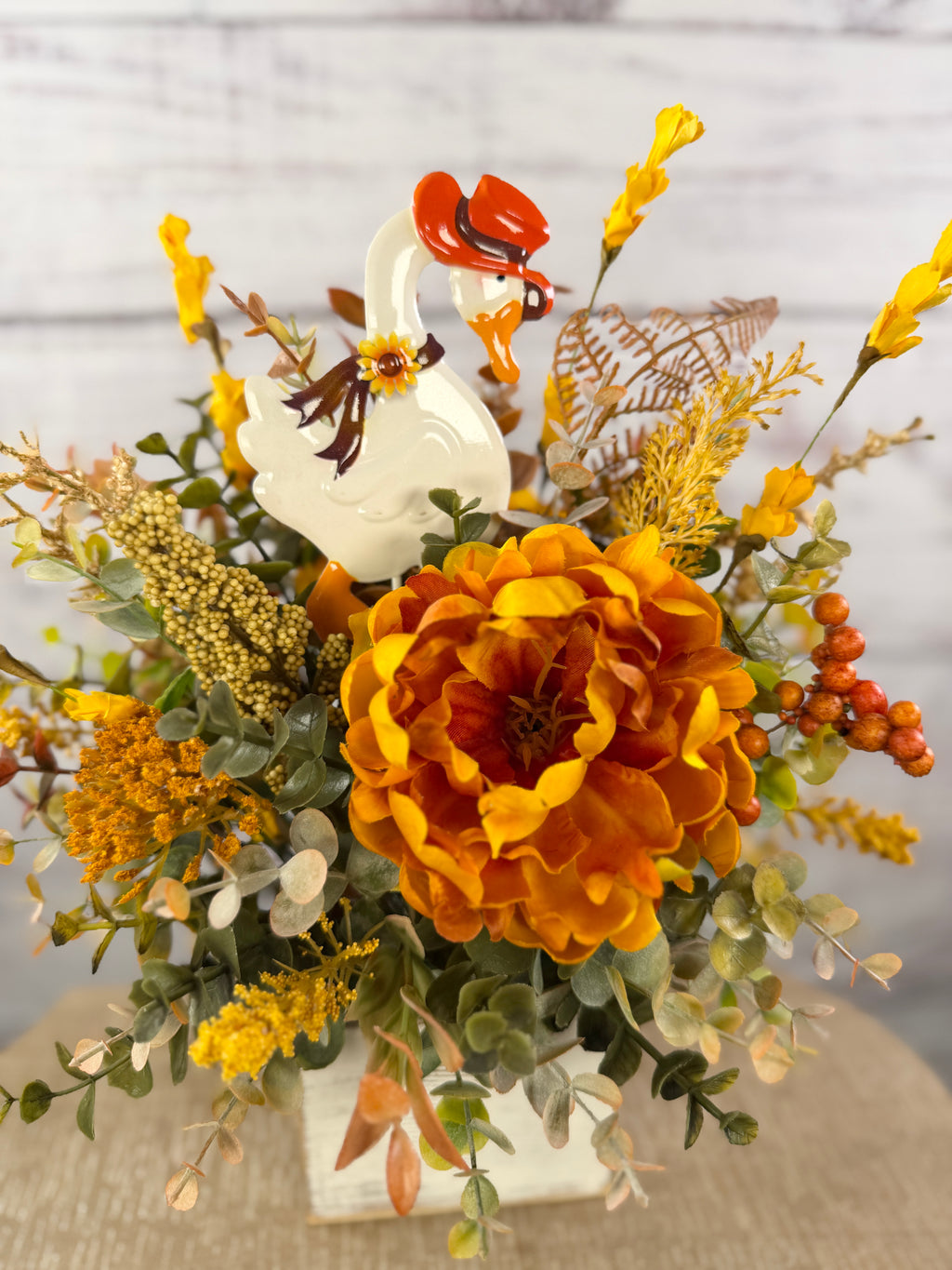 Howdy Harvest Goose – Fall Floral Arrangement
