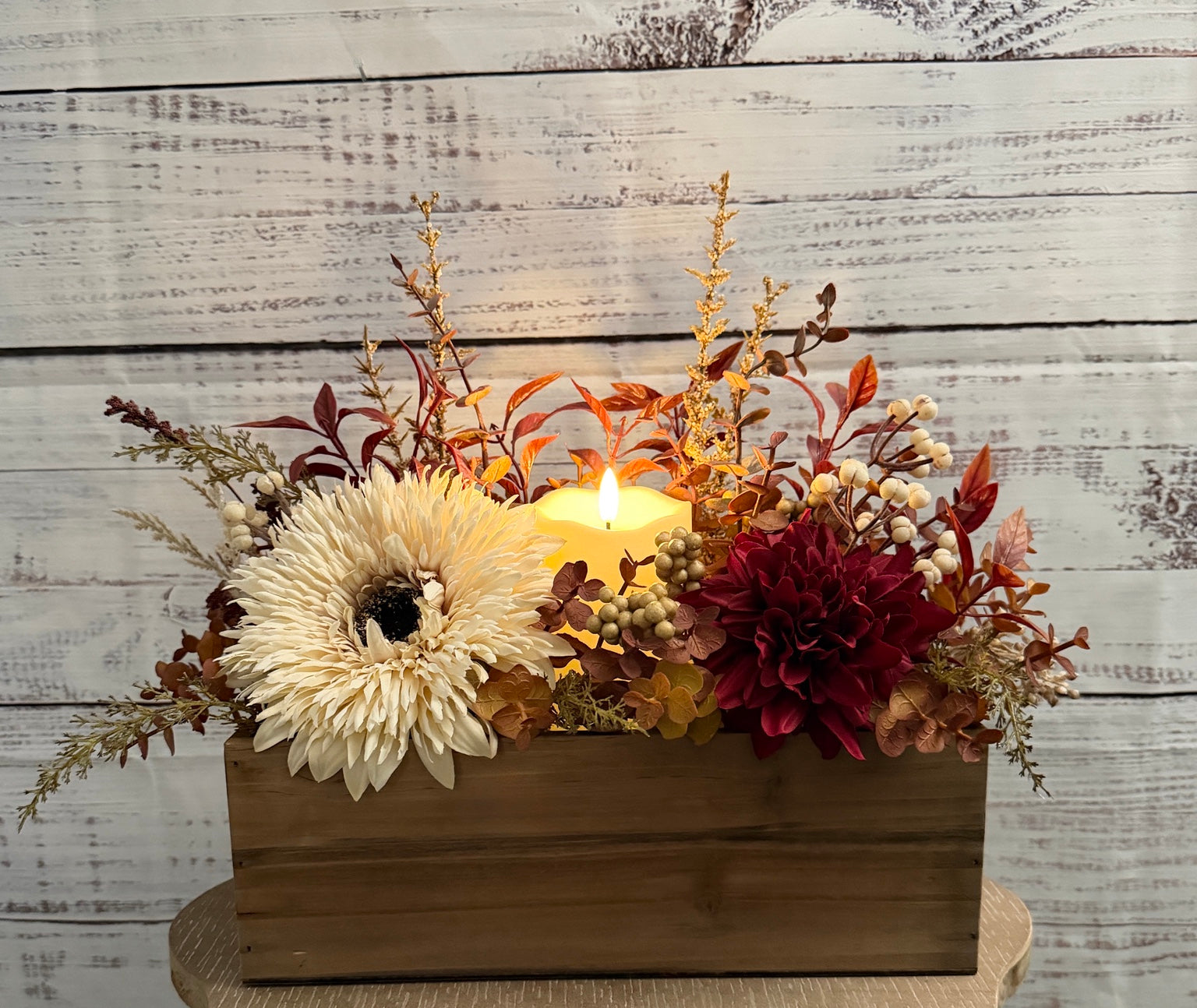 Burgundy Candlelight Fall Centerpiece