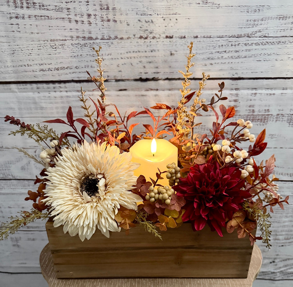 Burgundy Candlelight Fall Centerpiece