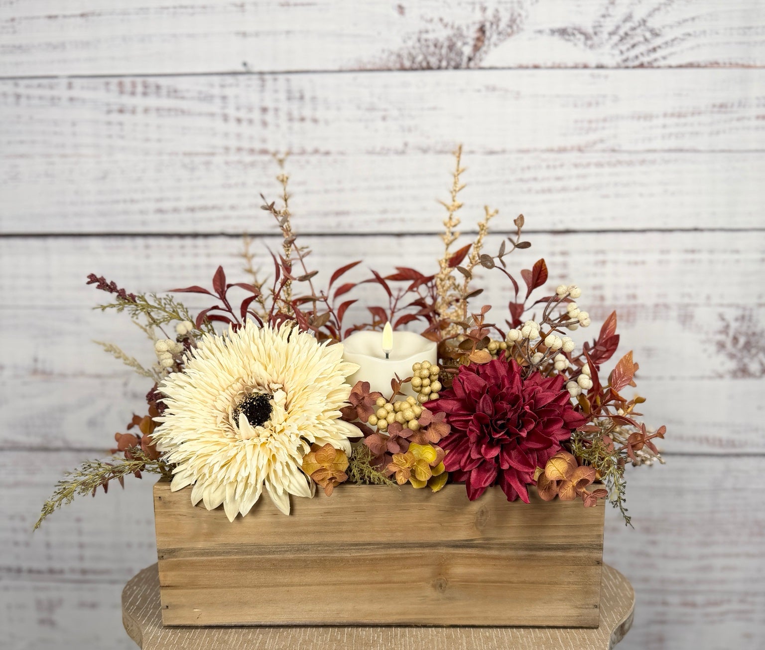 Burgundy Candlelight Fall Centerpiece