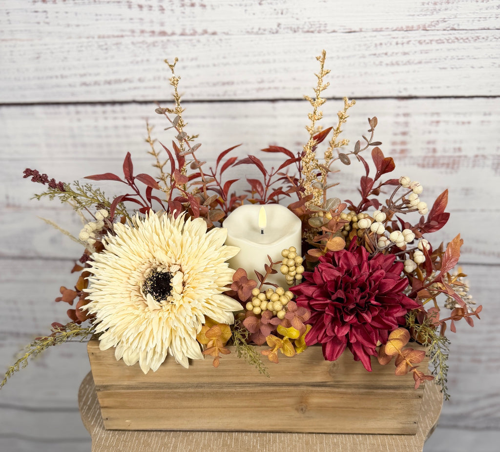 Burgundy Candlelight Fall Centerpiece