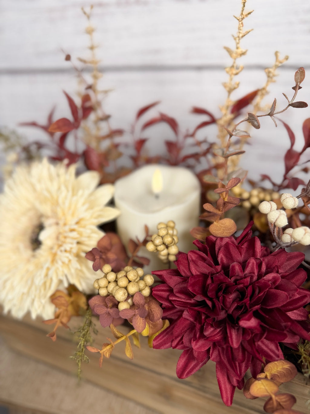 Burgundy Candlelight Fall Centerpiece