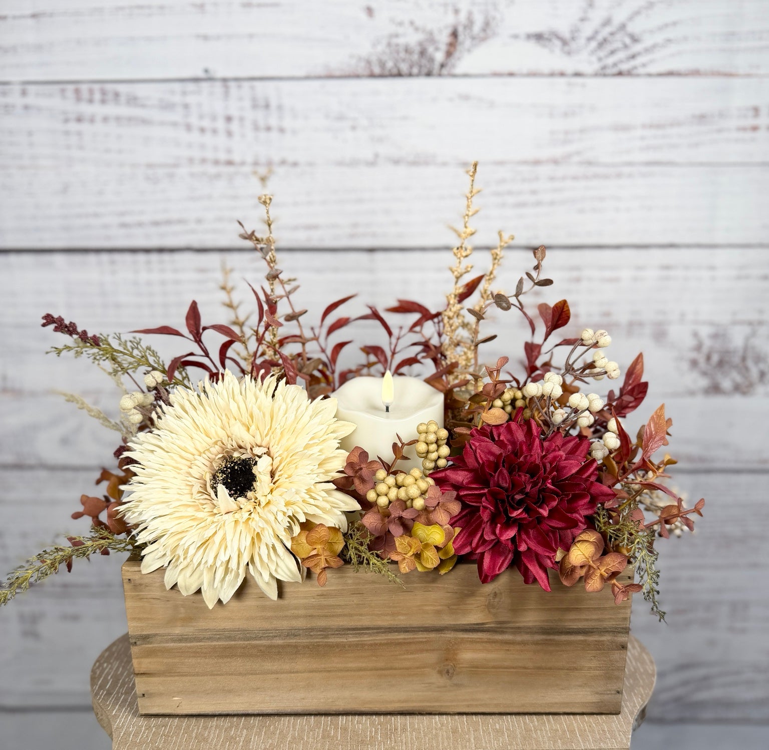 Burgundy Candlelight Fall Centerpiece