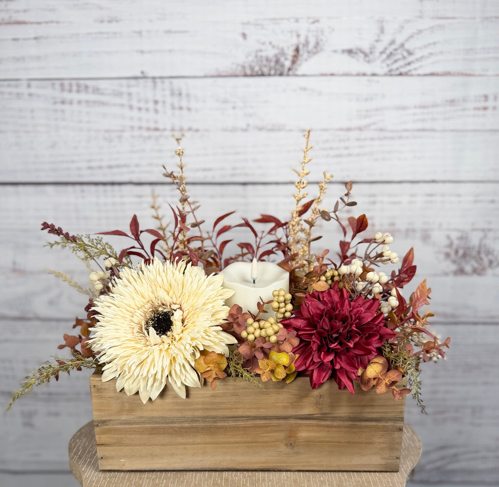 Burgundy Candlelight Fall Centerpiece