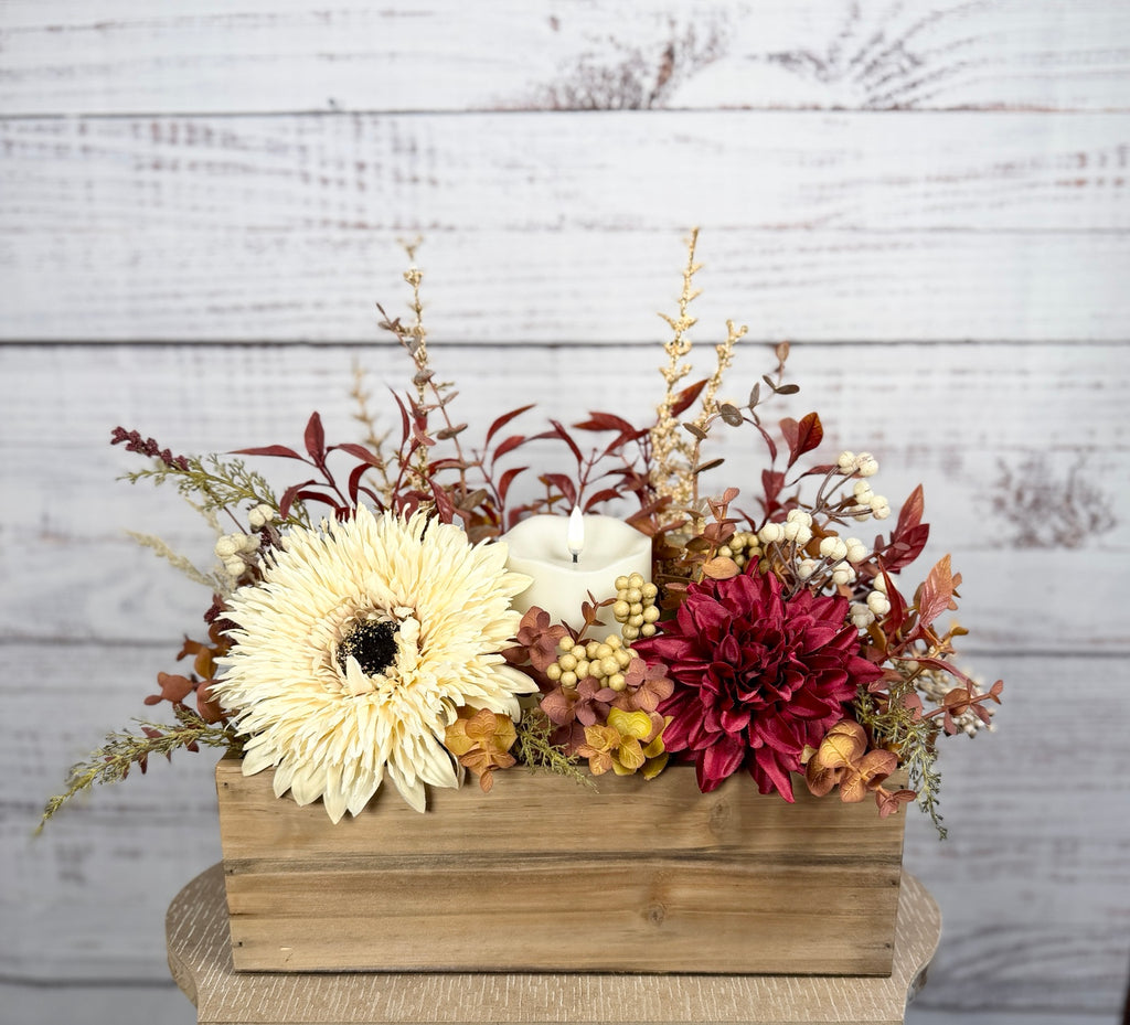 Burgundy Candlelight Fall Centerpiece