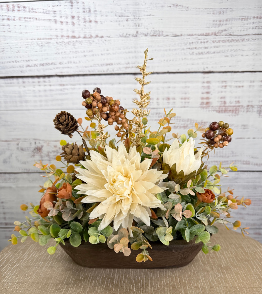 Autumn Meadow – Petite Dough Bowl Arrangement
