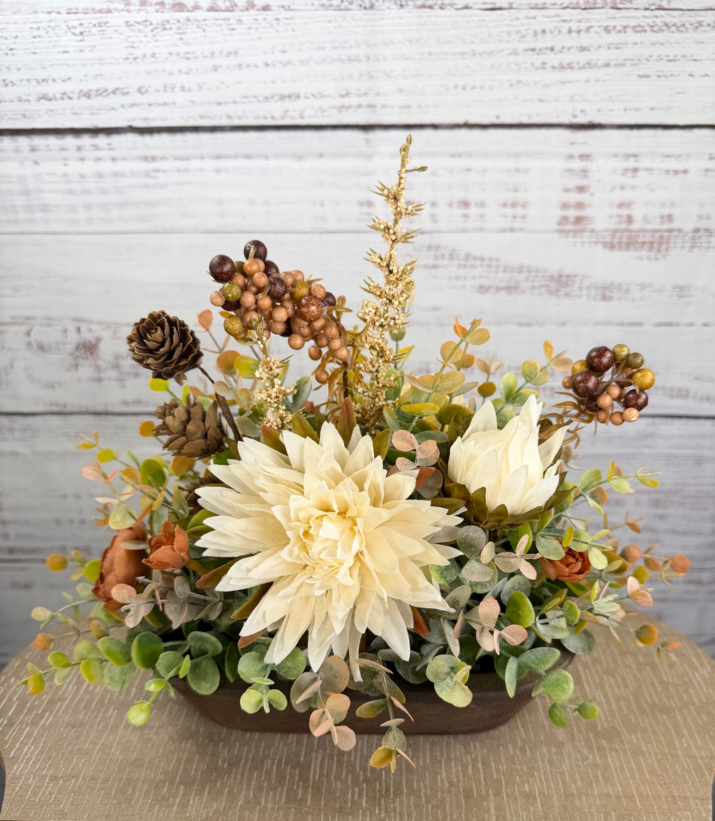 Autumn Meadow – Petite Dough Bowl Arrangement