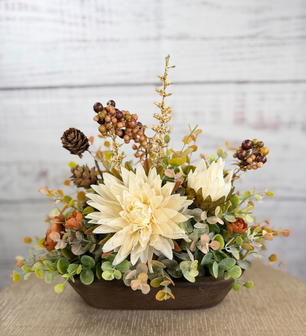 Autumn Meadow – Petite Dough Bowl Arrangement