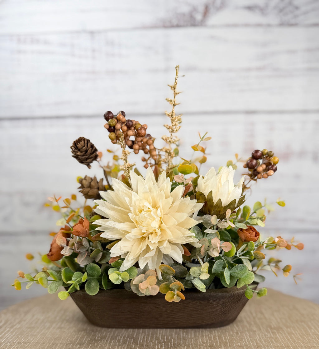 Autumn Meadow – Petite Dough Bowl Arrangement