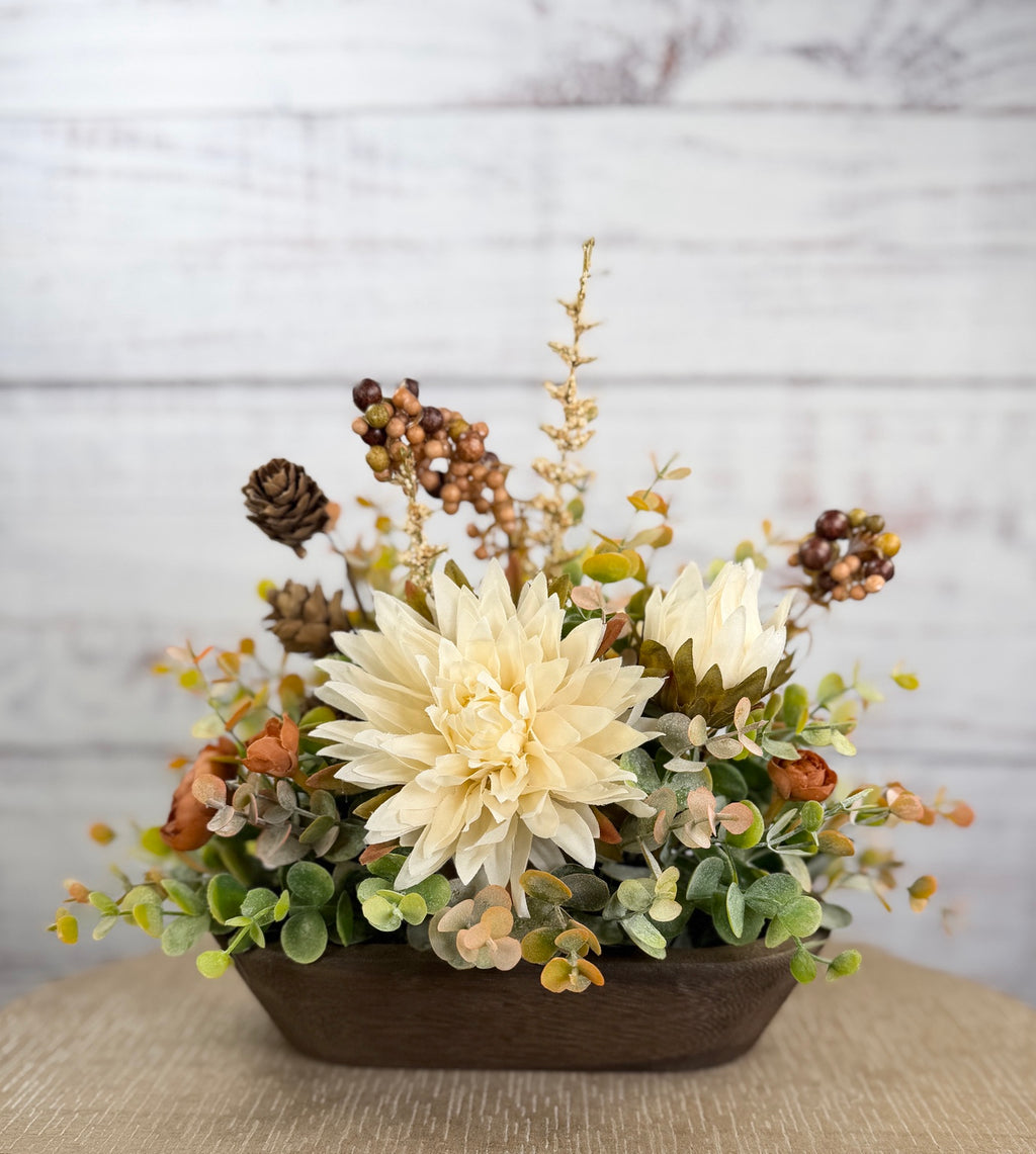 Autumn Meadow – Petite Dough Bowl Arrangement