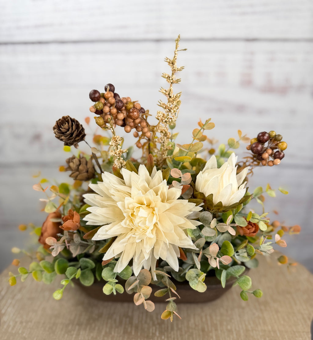 Autumn Meadow – Petite Dough Bowl Arrangement