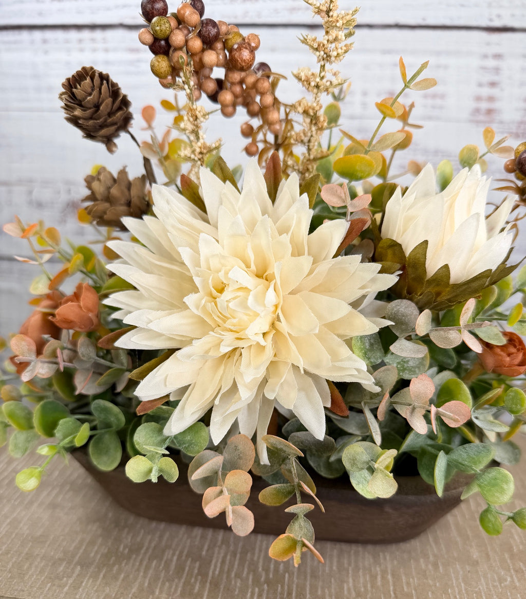 Autumn Meadow – Petite Dough Bowl Arrangement