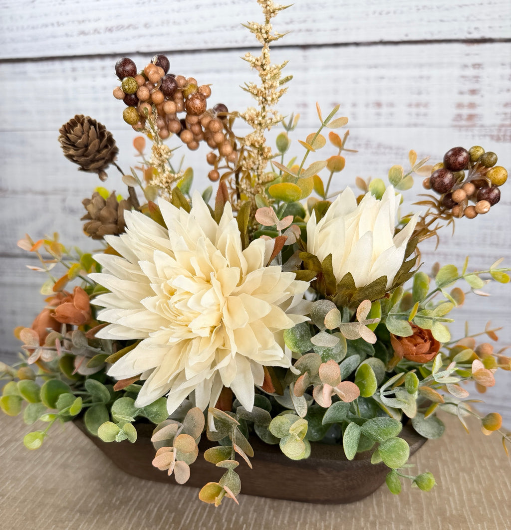 Autumn Meadow – Petite Dough Bowl Arrangement