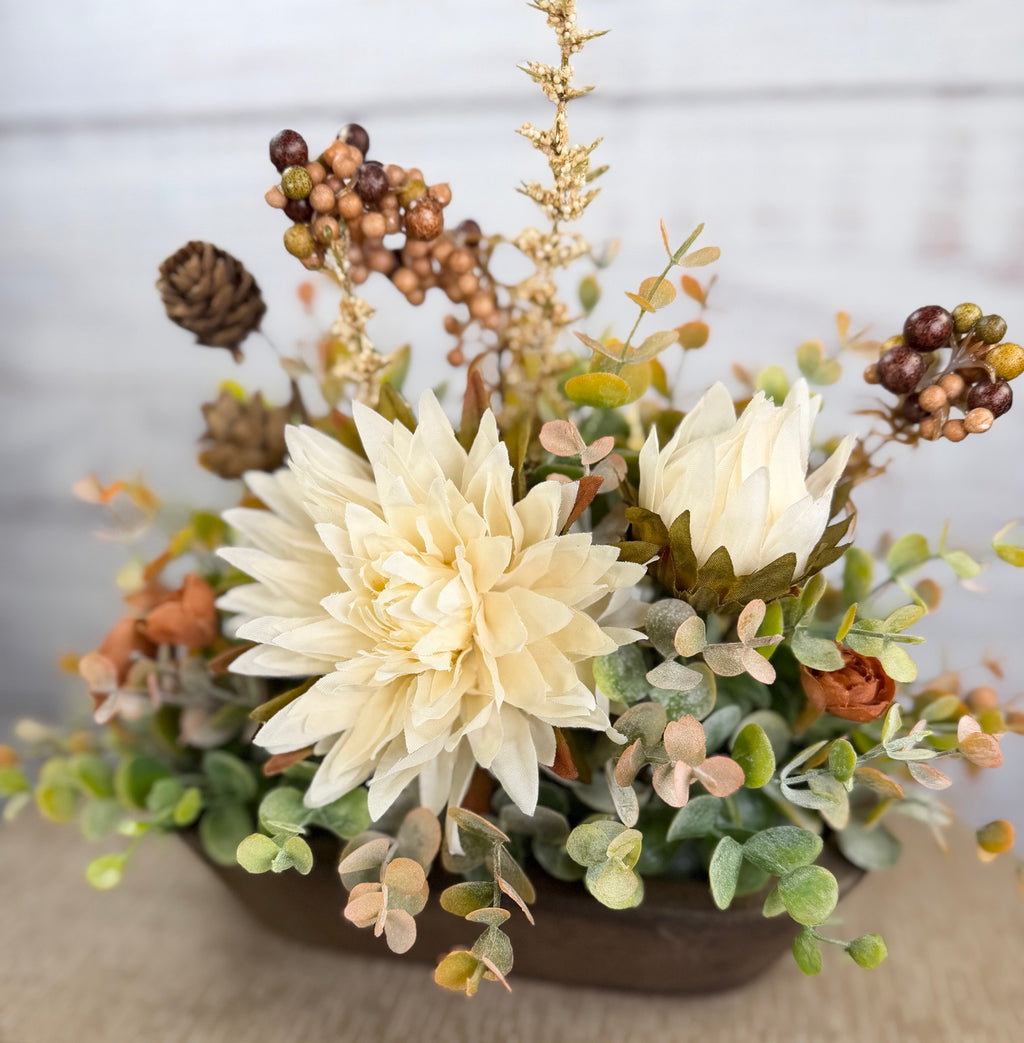 Autumn Meadow – Petite Dough Bowl Arrangement