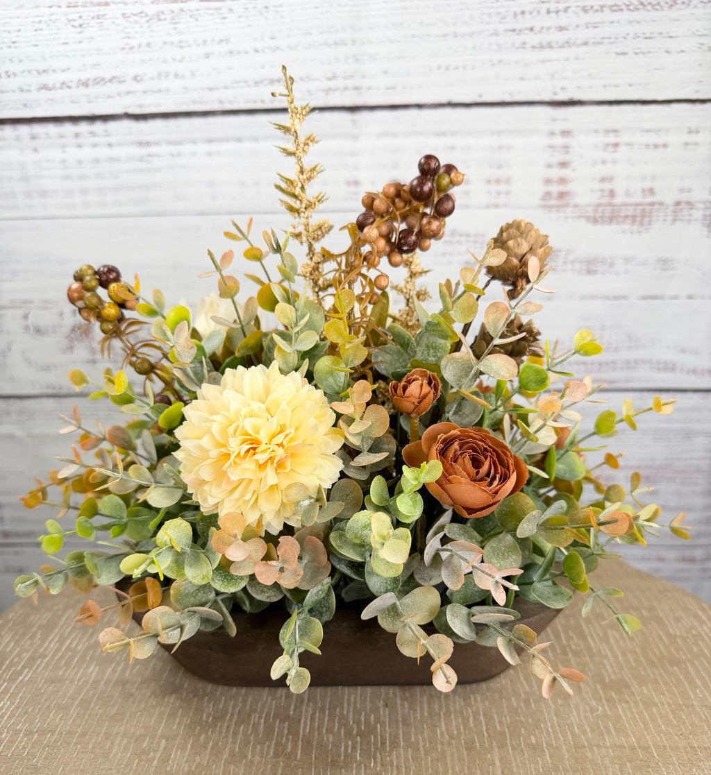 Autumn Meadow – Petite Dough Bowl Arrangement