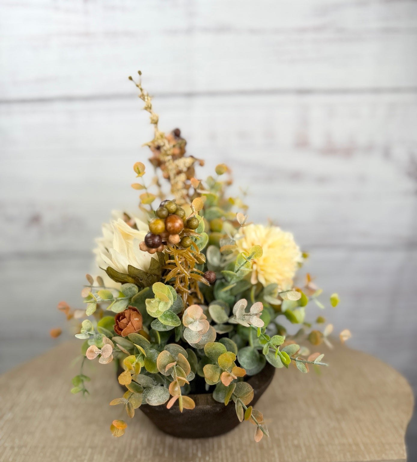 Autumn Meadow – Petite Dough Bowl Arrangement