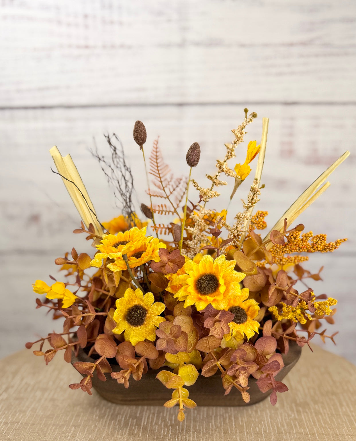 Golden Sunflower Petite Dough Bowl Arrangement