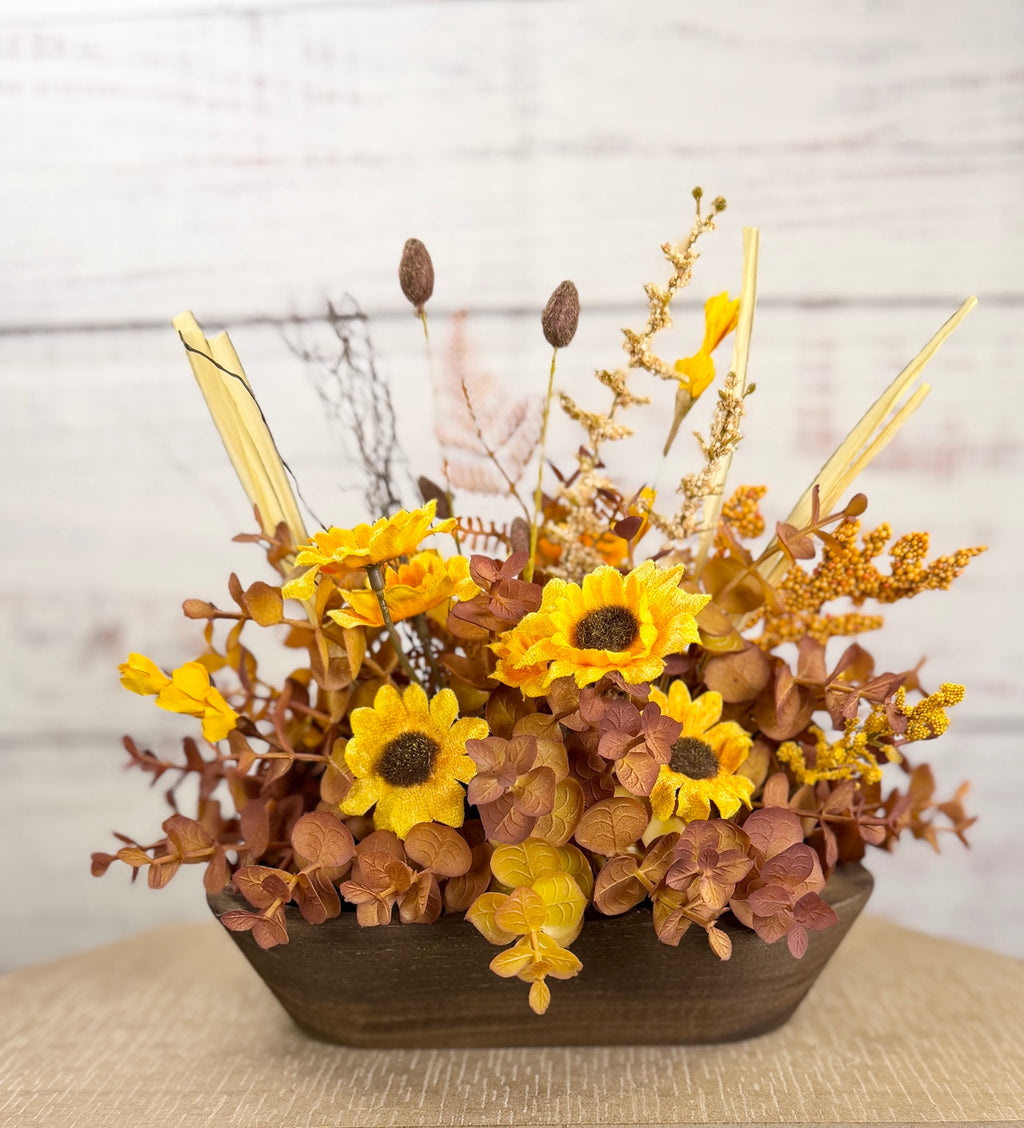 Golden Sunflower Petite Dough Bowl Arrangement