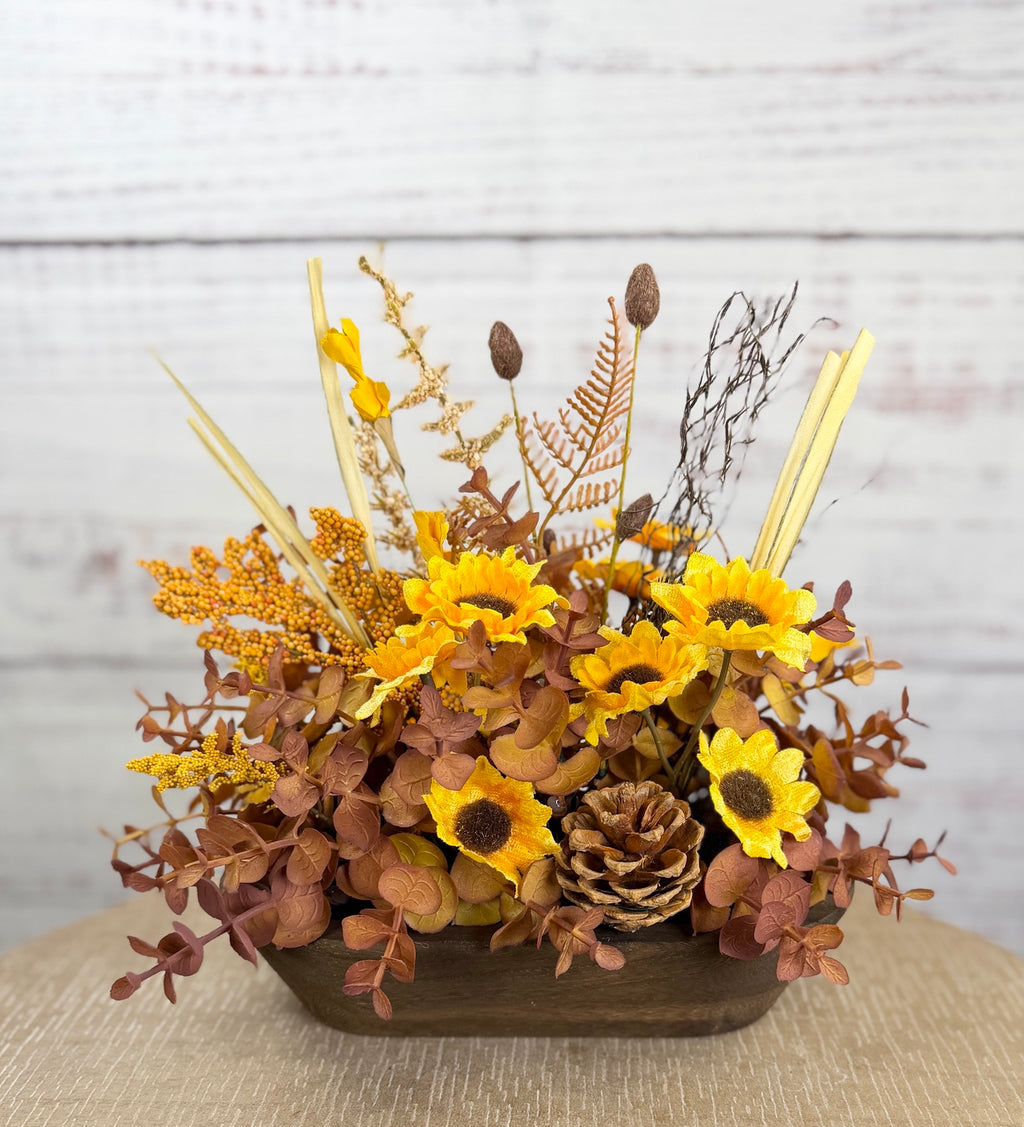Golden Sunflower Petite Dough Bowl Arrangement