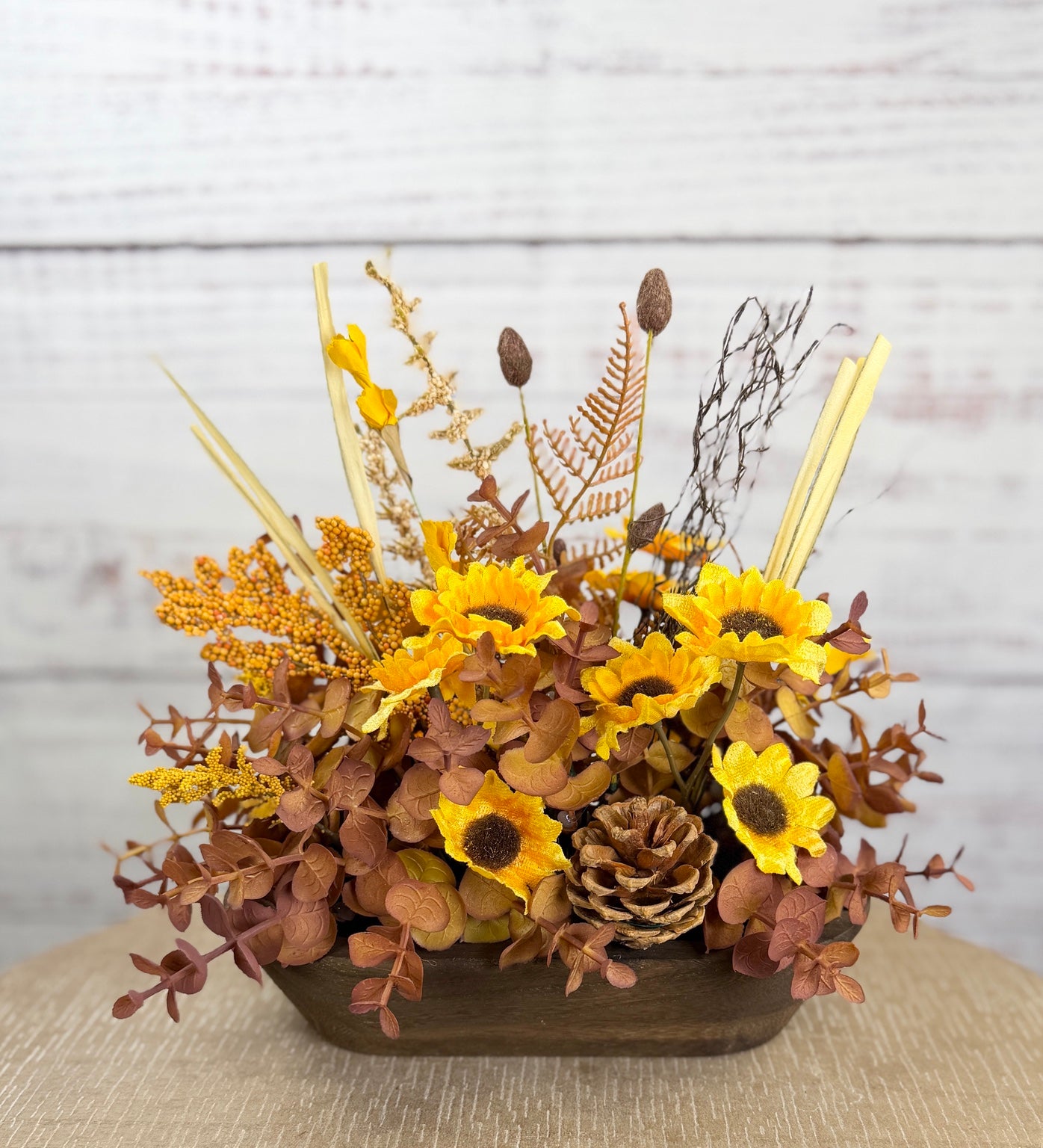 Golden Sunflower Petite Dough Bowl Arrangement