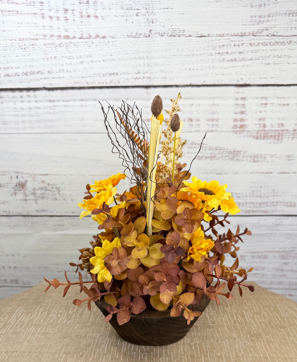 Golden Sunflower Petite Dough Bowl Arrangement
