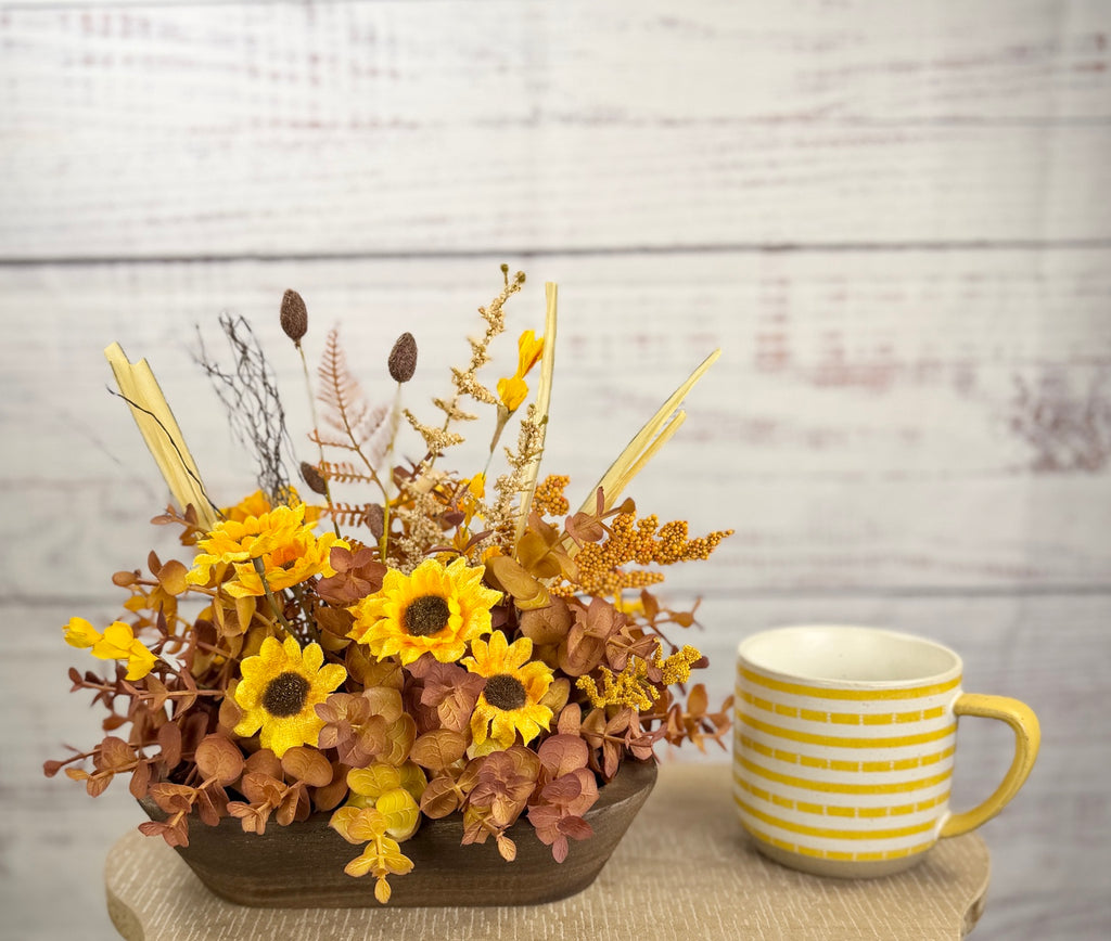 Golden Sunflower Petite Dough Bowl Arrangement