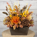Rustic Orange Mum Fall Arrangement | Orange, Gold & Brown | 15" Tall