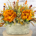Golden Prairie – Fall Floral Arrangement in Rustic Galvanized Oval Bucket