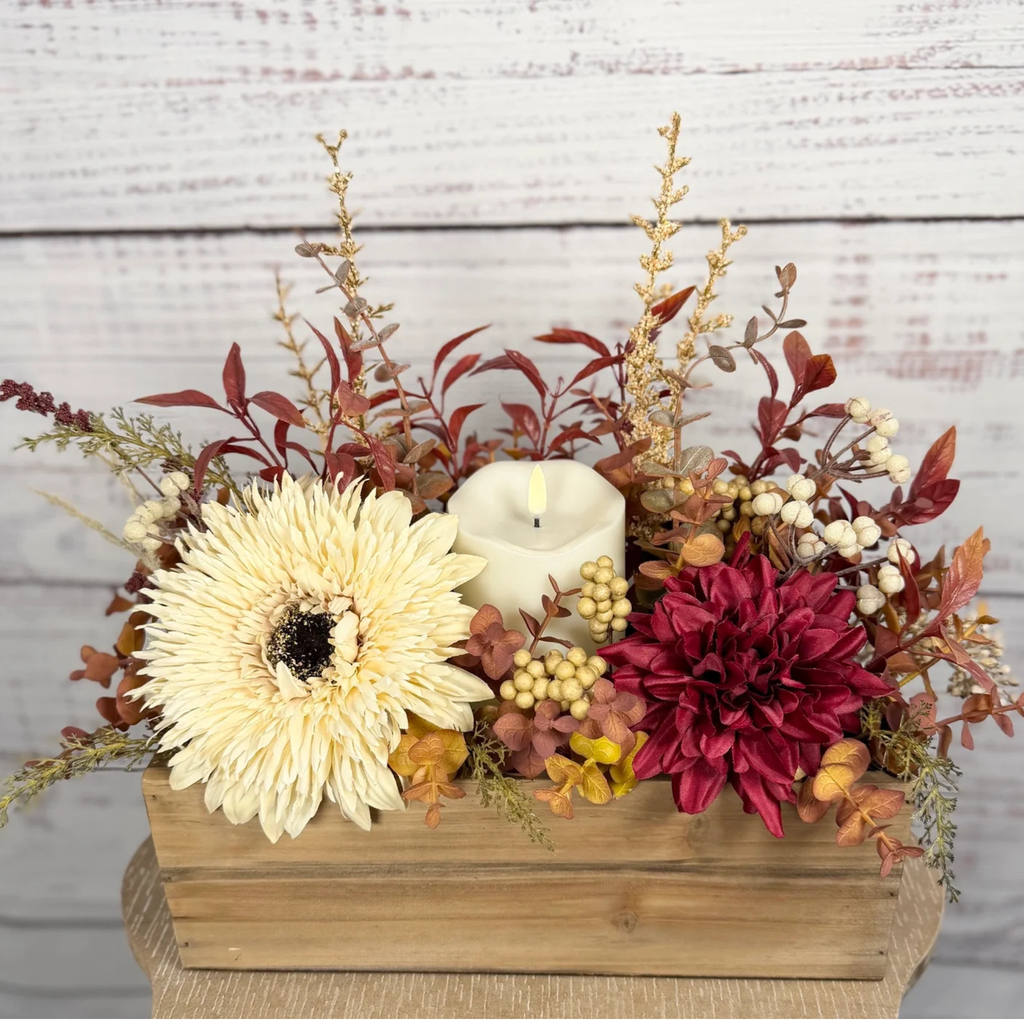 Burgundy Candlelight Fall Centerpiece