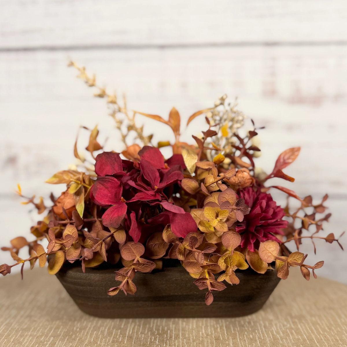 Burgundy Ember – Petite Fall Dough Bowl Arrangement