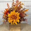 Golden Mum Fall Arrangement | Mustard Yellow, Rust & Brown
