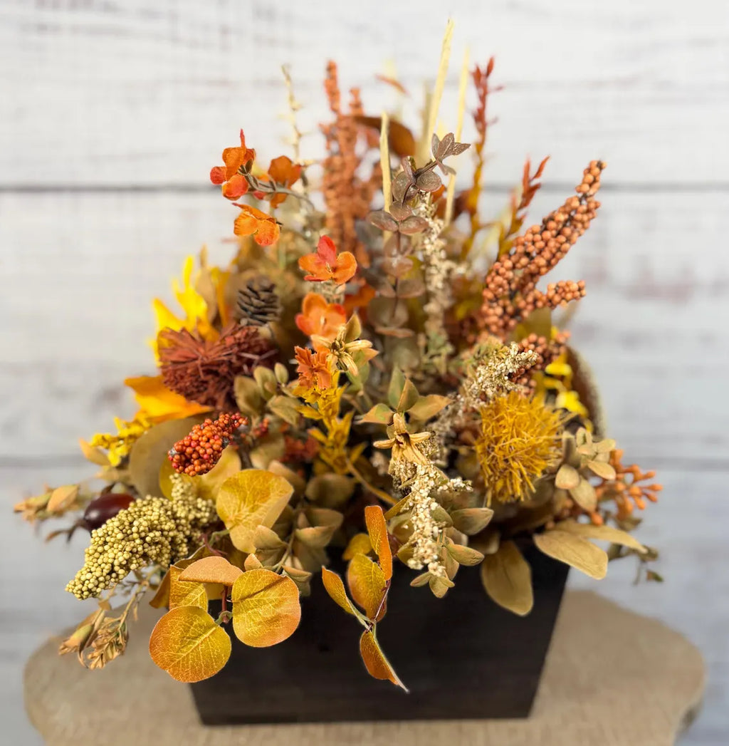 Sunflower Harvest Fall Arrangement | Yellow, Orange & Rustic Brown