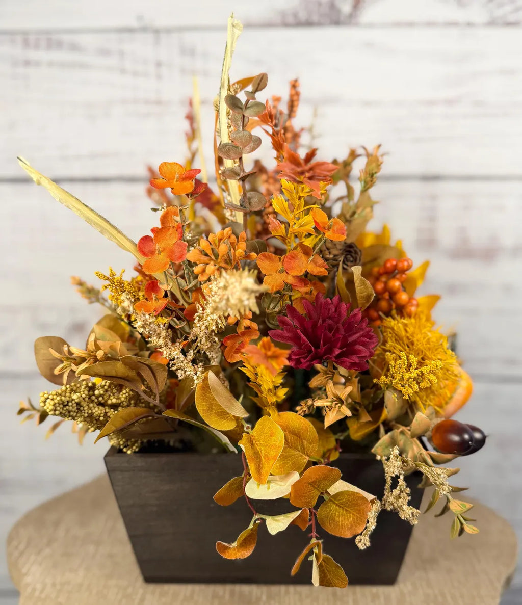 Sunflower Harvest Fall Arrangement | Yellow, Orange & Rustic Brown