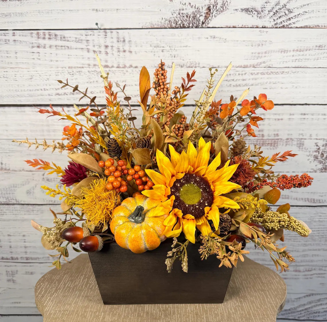 Sunflower Harvest Fall Arrangement | Yellow, Orange & Rustic Brown