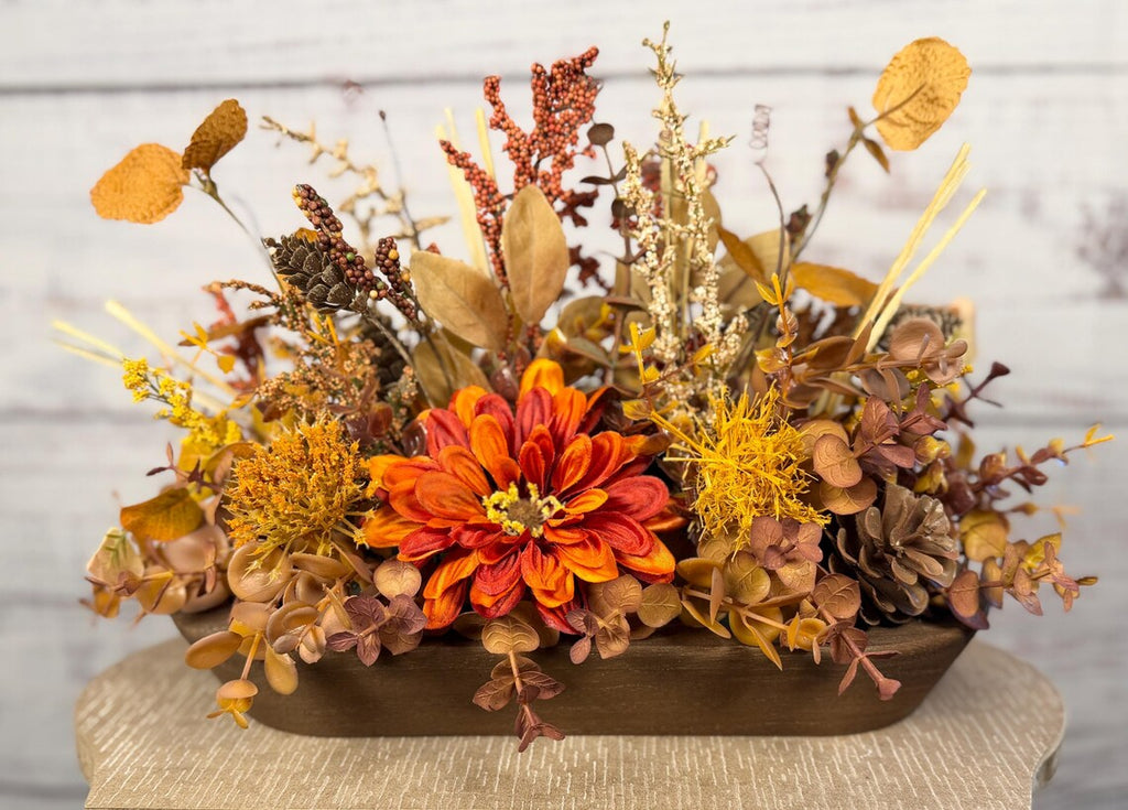 Burnt Orange Harvest Dough Bowl | Orange, Gold & Mauve