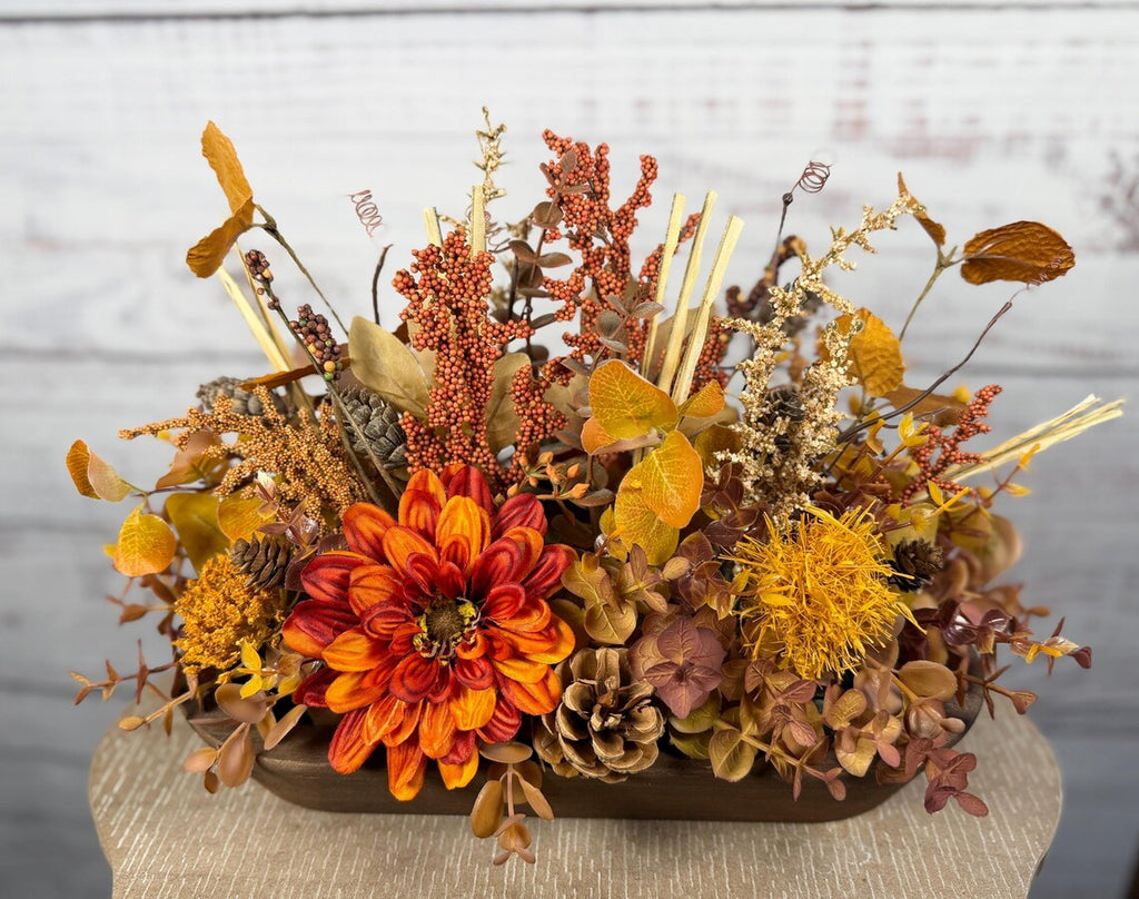 Burnt Orange Harvest Dough Bowl | Orange, Gold & Mauve